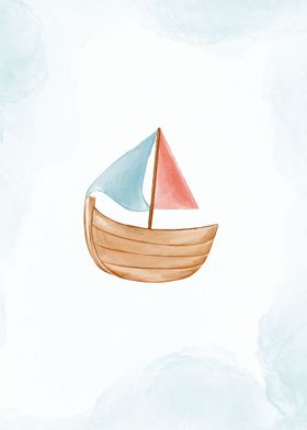 Cute watercolor boat