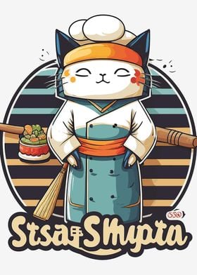 sushi cat chef japan