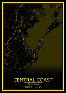 Central Coast Yellow Map