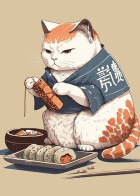 sushi cat chef japan