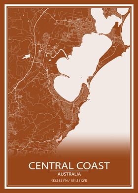 Central Coast Brown Map