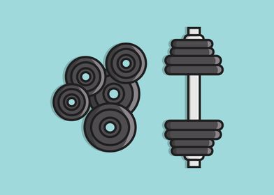 Metal Gym Dumbbell vector