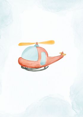 Cute watercolor helicopter