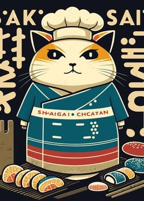 sushi cat chef japan