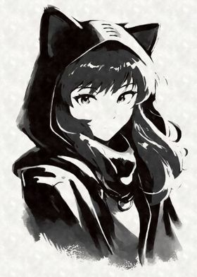 Nekomimi Hoodie Black Ink