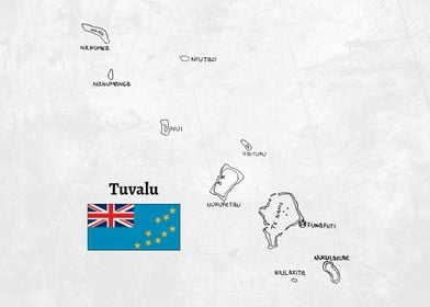 Handdrawn Tuvalu Map