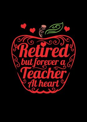 Retired Teacher Apple Cute