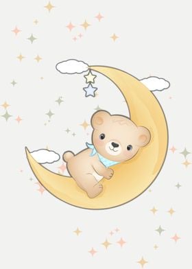 Teddy Vintage Poster moon