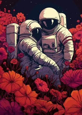 Astronaut Floral Love