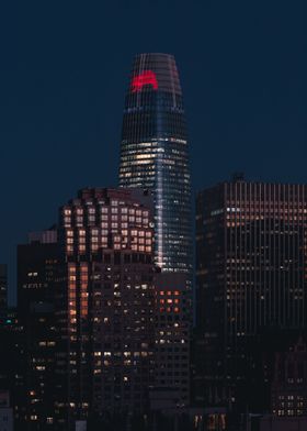 Salesforce Tower at night