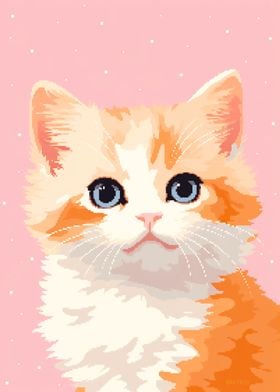 Cute Kitten Snow Pixel Art