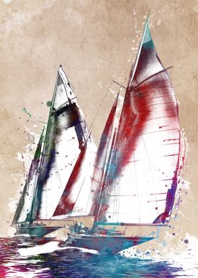 Boats racing sport art