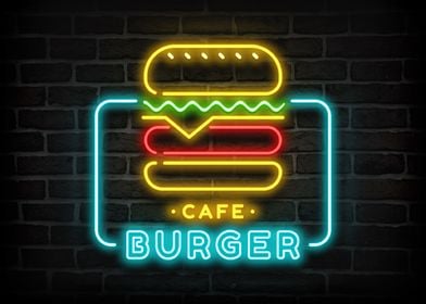 Burger Cafe Neon