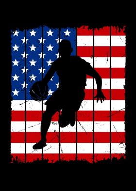 Basketball Player USA Flag