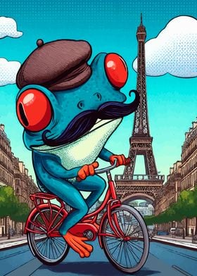 FROG ON A BIKE IN PARIS