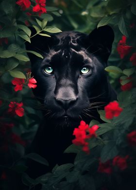 Black Panther Red Flowers