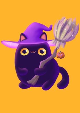 Witch cat halloween