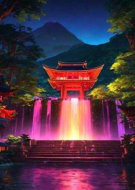 Neon waterfall tample