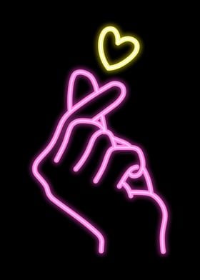 Korean Finger Heart neon