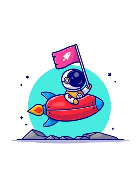 Cute Astronaut With Rocket