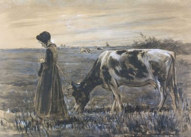 Girl with cow 