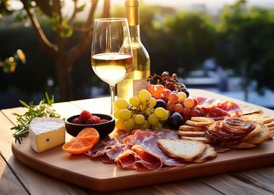 Snack and wine for kitchen