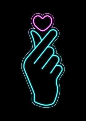 Korean Finger Heart neon