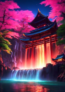 Neon waterfall tample