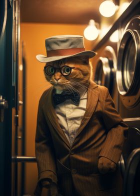 Funny Elegant Traveler Cat