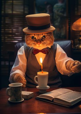 Funny Tabby Cat Hat Candle