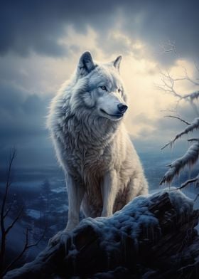 wolf in snowy Mountains