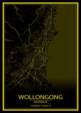 Wollongong BlackYellow Map