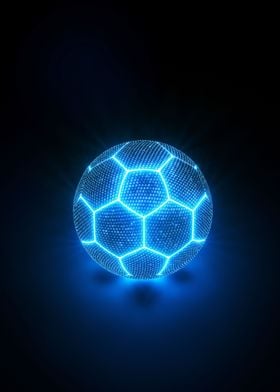 Glowing neon soccer ball