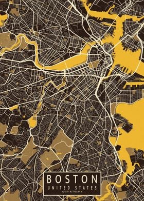 Boston City Map Pastel