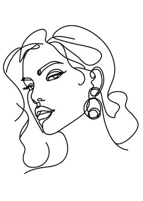 One Line Art Woman Face