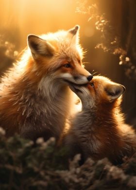 Love Couple Romance Foxes