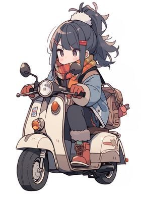 Anime Camp Girl on Scooter