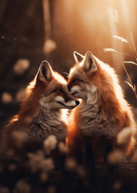 Romantic Love Red Foxes