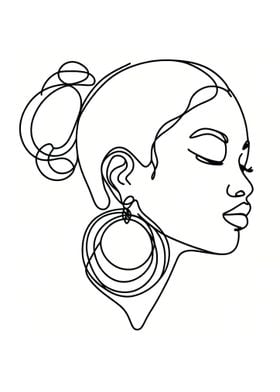 One Line Art Woman Face