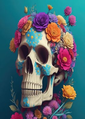 Skull with Flowers