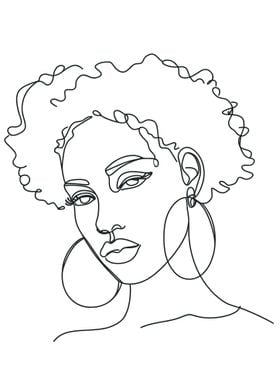 One Line Art Woman Face