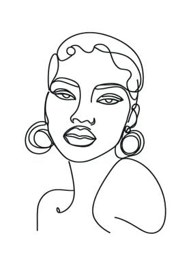 One Line Art Woman Face