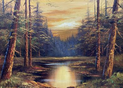 Forest Lake nature paintin