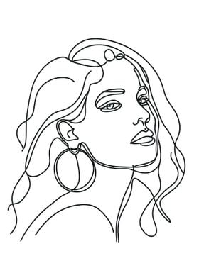 One Line Art Woman Face