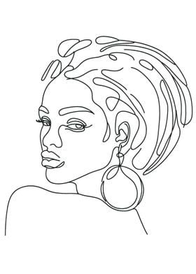 One Line Art Woman Face