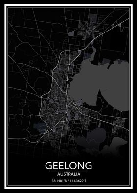 Geelong Black City Map