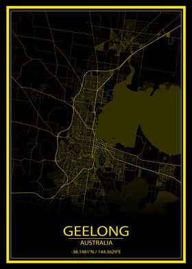 Geelong Yellow Black Map