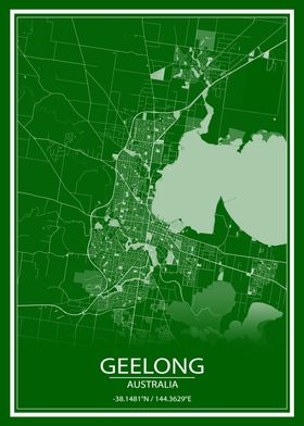 Geelong Green White Map