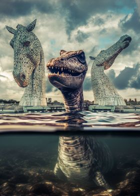 Nessie visits the Kelpies