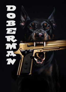 Dog With Gold Gun
